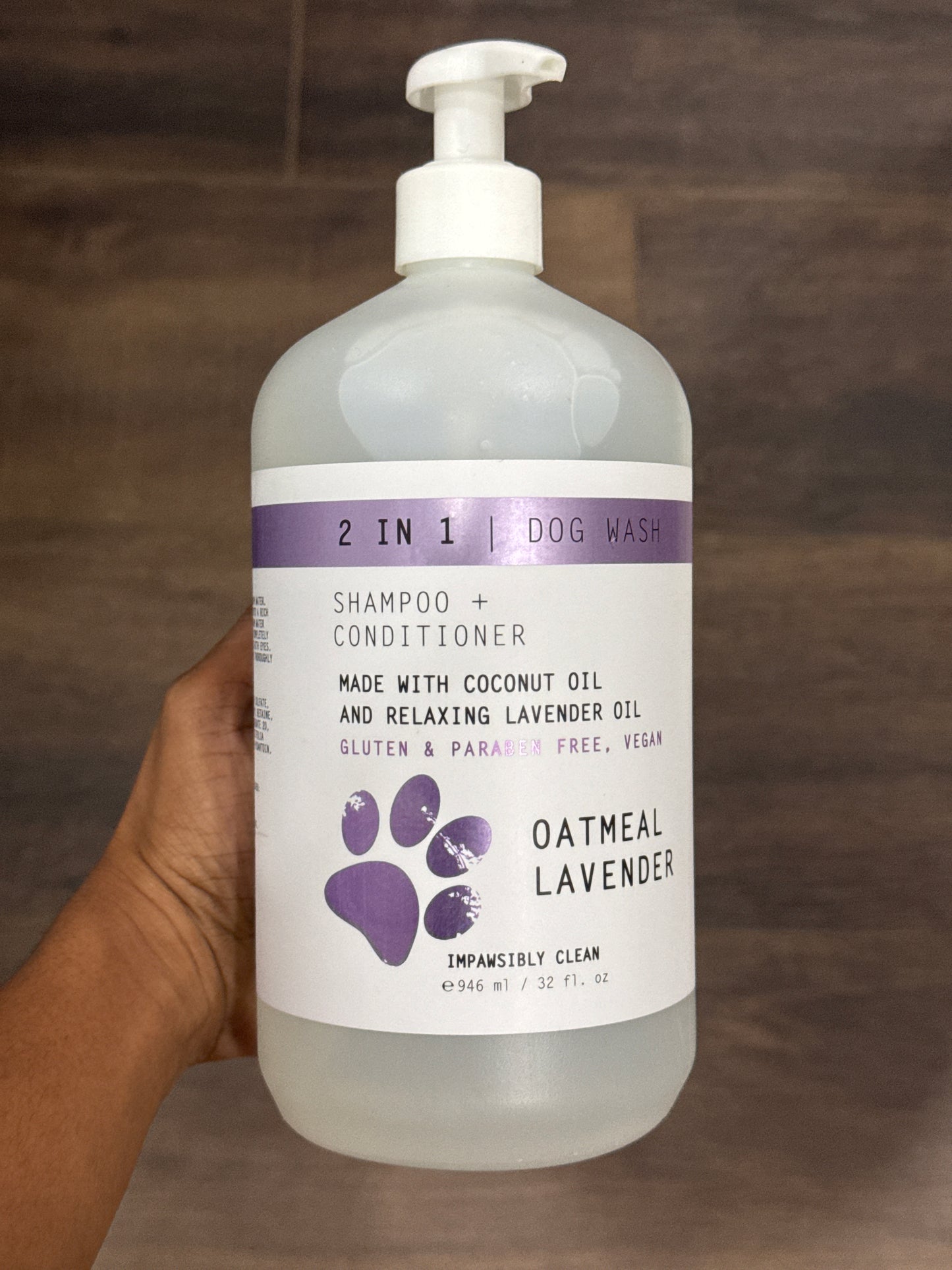 IMPAWSIBLY CLEAN 2 in 1 Dog Wash Oatmeal Lavender 32 fl oz| PARABEN FREE, VEGAN