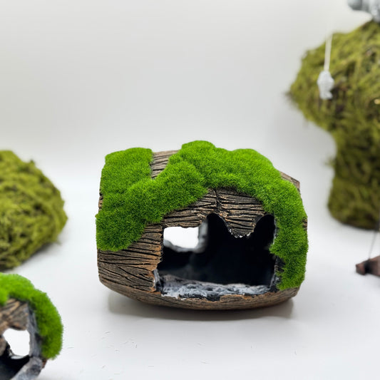 Moss Barrel Hideout Aquarium Decor