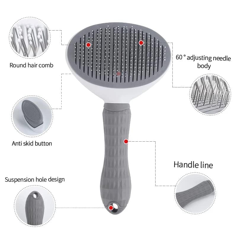 One Click Pet Hair Remover Grooming Brush