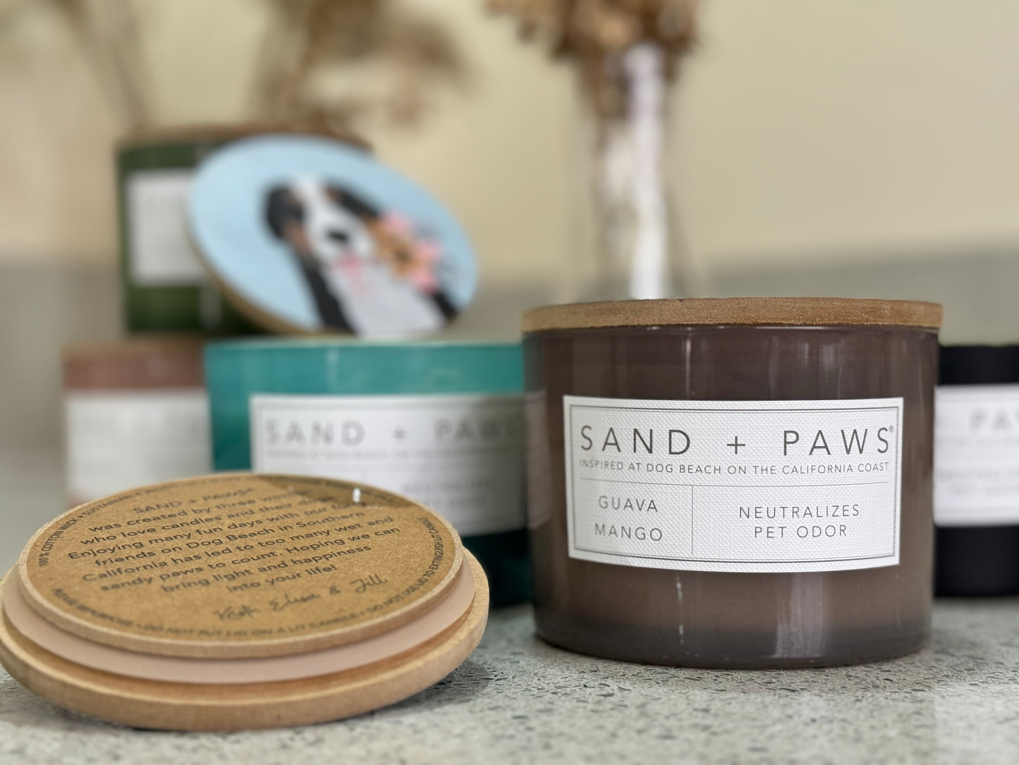 SAND + PAWS Scented Candle - Guava Mango 12oz