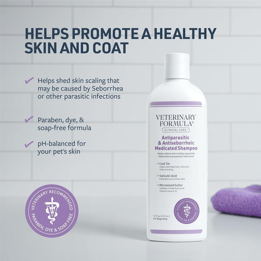 VETERINARY FORMULA Clinical Care Antiparasitic & Antiseborrheic Medicated Dog Shampoo 1 Gallon