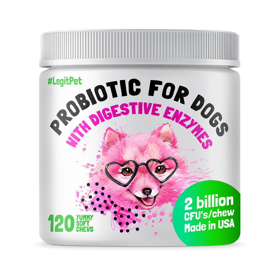 Probiotics for Dogs Natural Digestive Enzymes 120 Soft Chews