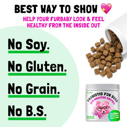 Probiotics for Dogs Natural Digestive Enzymes 120 Soft Chews