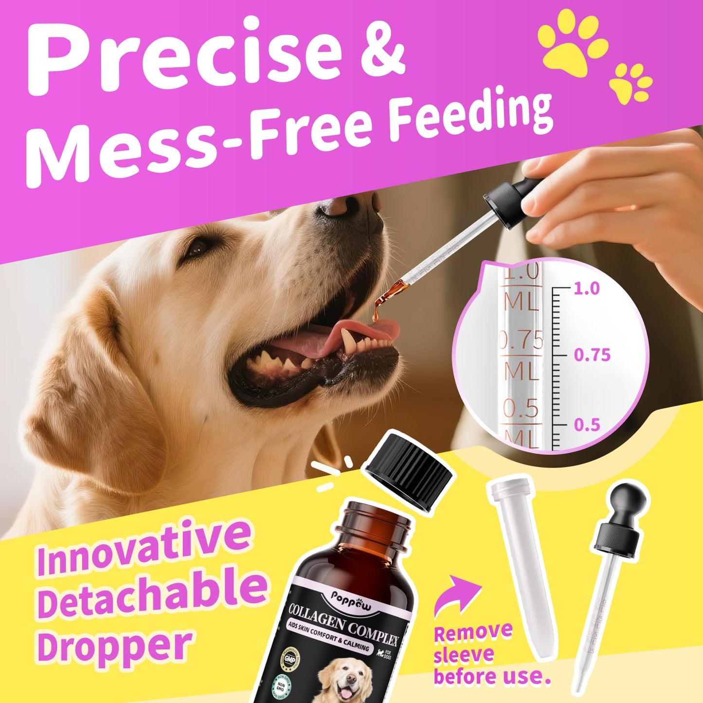 Liquid Collagen for Dogs Skin Comfort & Calming, Dog Itch Relief & Anti-Scratching & Coat Supplement with Biotin 2fl oz