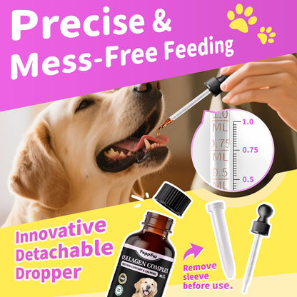 Liquid Collagen for Dogs Skin Comfort & Calming, Dog Itch Relief & Anti-Scratching & Coat Supplement with Biotin 2fl oz