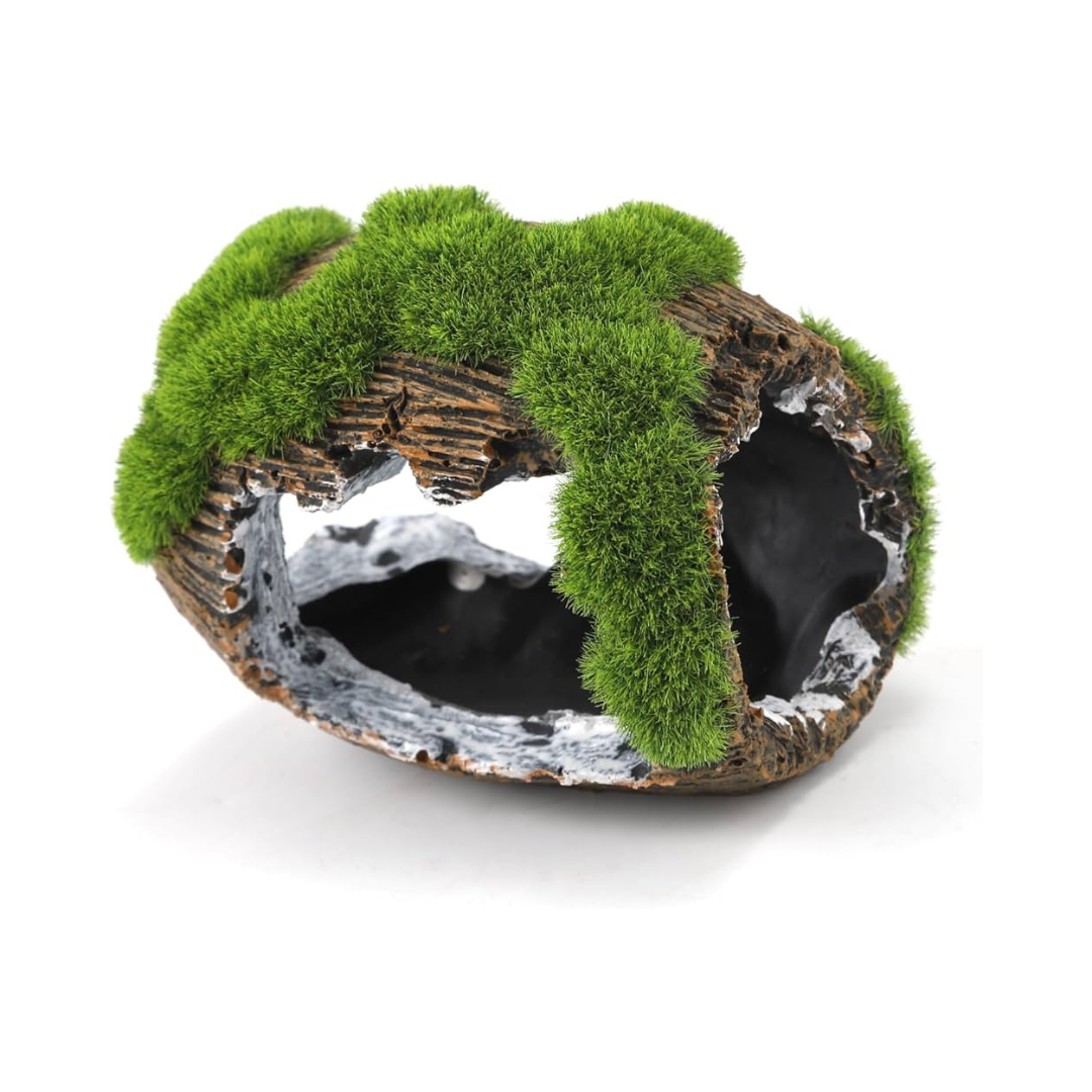 Moss Barrel Hideout Aquarium Decor