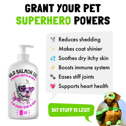 Wild Alaskan Salmon Oil for Dogs & Cats-Made in USA 8 oz