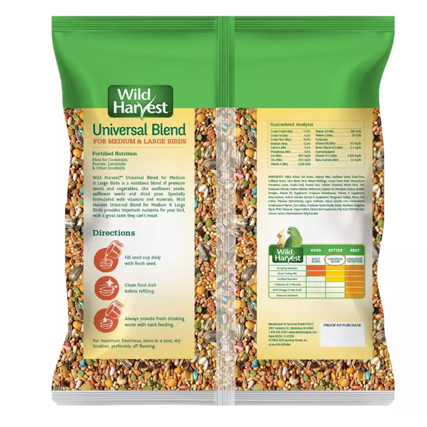 Wild Harvest Universal Blend for Medium and Large Birds 3lb