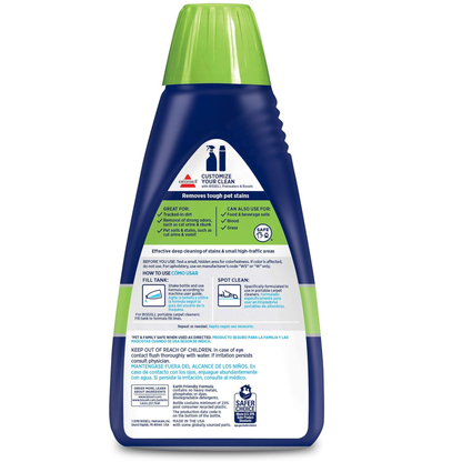 BISSEL Pet Stain & Odor Portable Machine Formula, 32 Fl Oz