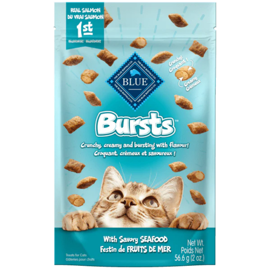 Blue Bursts CRUNCHY AND CREAMY CAT TREATS Savory Seafood 2 oz