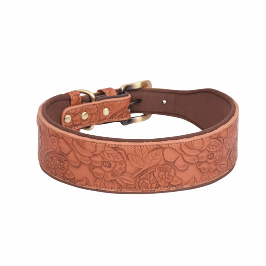Embossed Leather Dog Collar