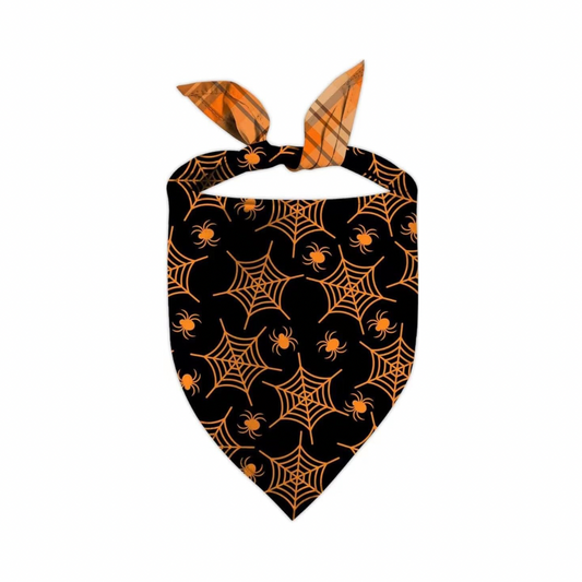Reversible Spider Web Halloween Pet Scarf