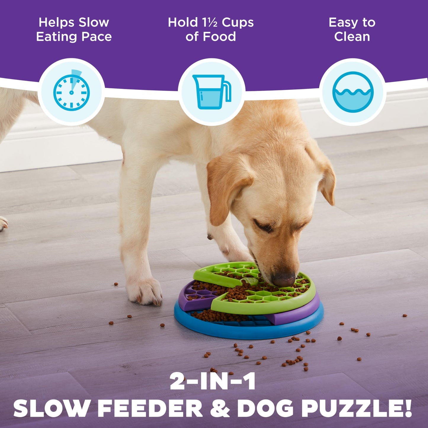 Outward Hound by Nina Ottosson Lickin' Layers Dog Puzzle Feeder, Level 2 Enrichment Dog Toy, Multicolored