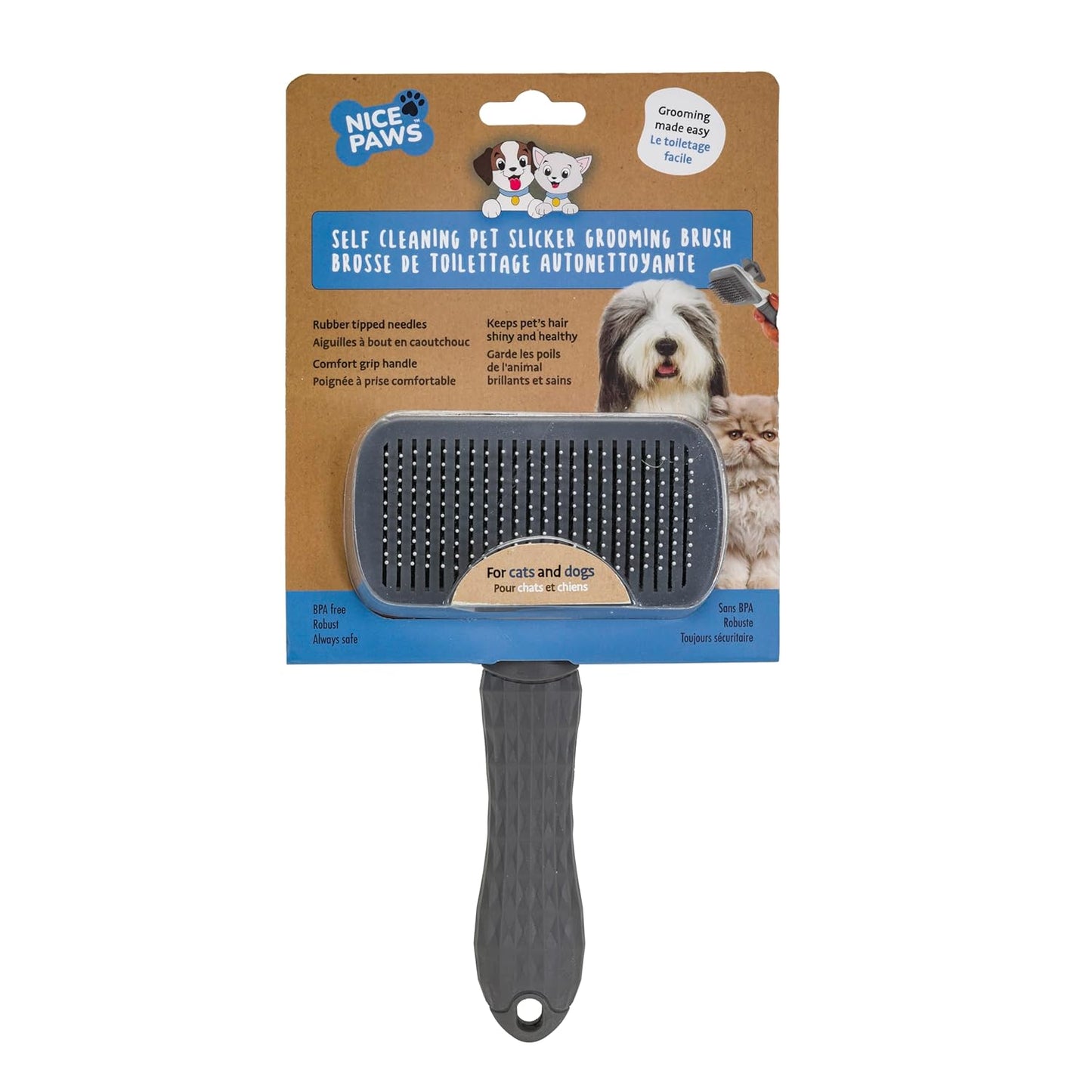 NICE PAWS Self Cleaning Slicker Brush