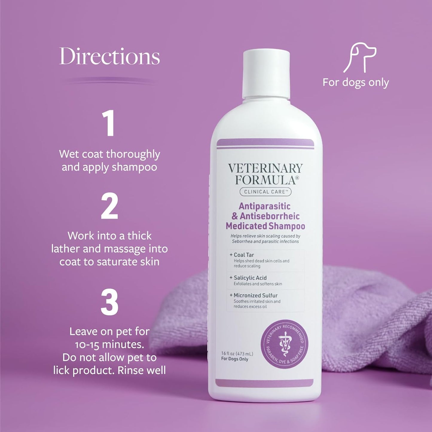 VETERINARY FORMULA Clinical Care Antiparasitic & Antiseborrheic Medicated Dog Shampoo, 16 oz